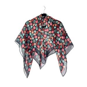 VTG Y2K Whimsigoth Candies Sheer Scarf Jewel Gem Large Wrap Shawl Accessory Glam